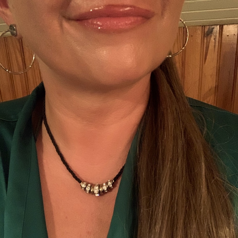 Jessica Simpson black rope necklace with beads